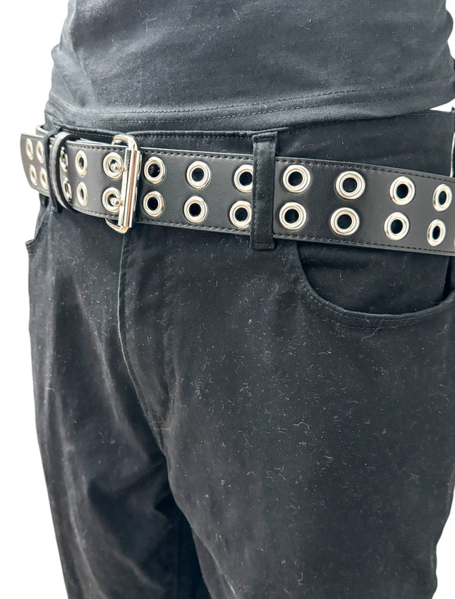 BT145M  VEGAN  LEATHER BELT WITH 2 ROW 1" EYELETS GROMMET
