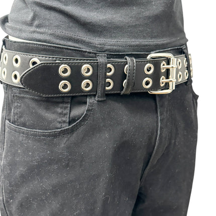 BT145M  VEGAN  LEATHER BELT WITH 2 ROW 1" EYELETS GROMMET