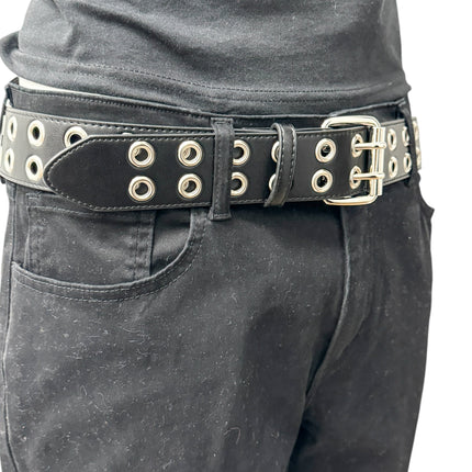BT145M  VEGAN  LEATHER BELT WITH 2 ROW 1" EYELETS GROMMET