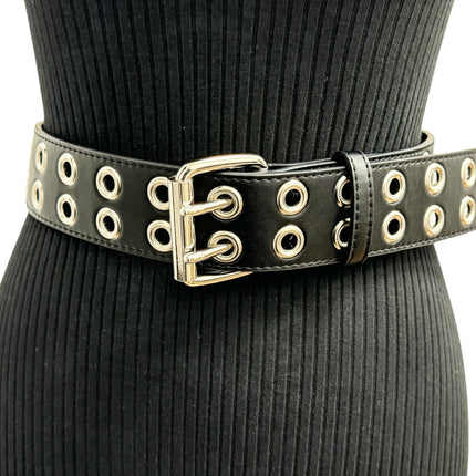 BT145M  VEGAN  LEATHER BELT WITH 2 ROW 1" EYELETS GROMMET