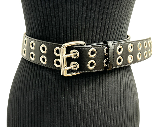 BT145M  VEGAN  LEATHER BELT WITH 2 ROW 1" EYELETS GROMMET