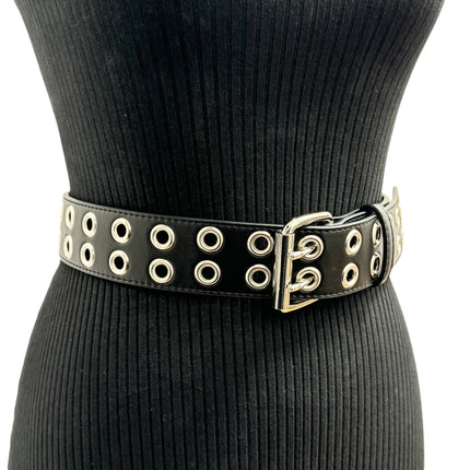 BT145M  VEGAN  LEATHER BELT WITH 2 ROW 1" EYELETS GROMMET