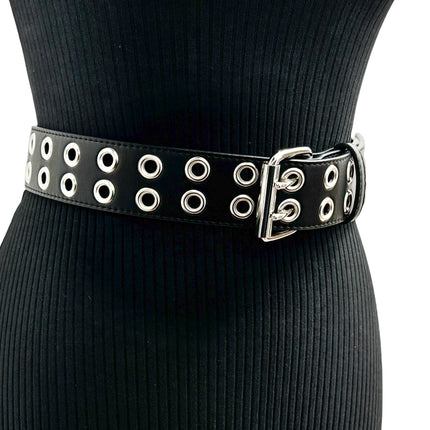 BT145M  VEGAN  LEATHER BELT WITH 2 ROW 1" EYELETS GROMMET