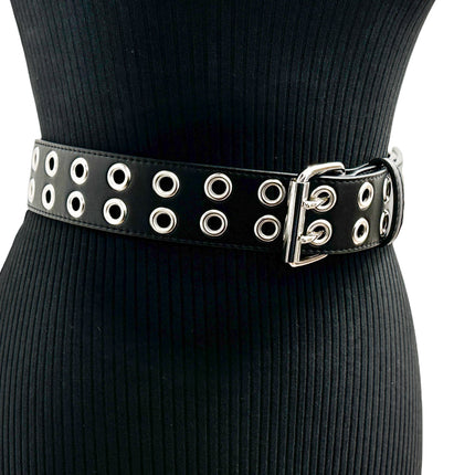 BT145M  VEGAN  LEATHER BELT WITH 2 ROW 1" EYELETS GROMMET