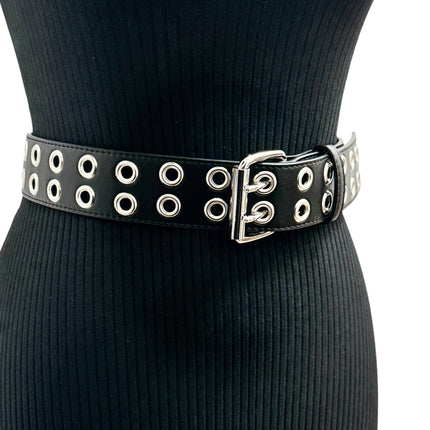 BT145M  VEGAN  LEATHER BELT WITH 2 ROW 1" EYELETS GROMMET