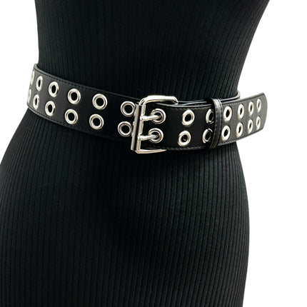 BT145M  VEGAN  LEATHER BELT WITH 2 ROW 1" EYELETS GROMMET