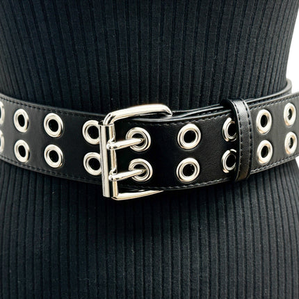 BT145M  VEGAN  LEATHER BELT WITH 2 ROW 1" EYELETS GROMMET