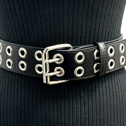 BT145M  VEGAN  LEATHER BELT WITH 2 ROW 1" EYELETS GROMMET