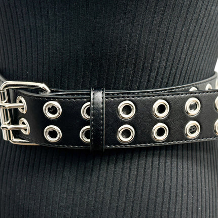 BT145M  VEGAN  LEATHER BELT WITH 2 ROW 1" EYELETS GROMMET