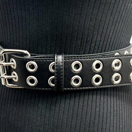 BT145M  VEGAN  LEATHER BELT WITH 2 ROW 1" EYELETS GROMMET