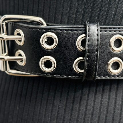 BT145M  VEGAN  LEATHER BELT WITH 2 ROW 1" EYELETS GROMMET