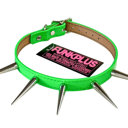 FCK215 SHINY NEON PASTEL   3" LONG PIN SPIKE CHOKER