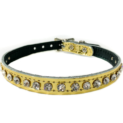 CK247P-GOLD 1/2" GOLD PATENT LEATHER CHOKER WITH ONE ROW