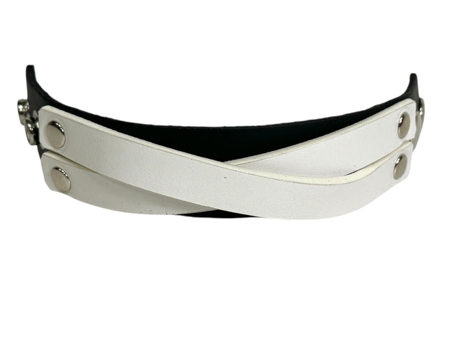 BC501BW   VEGAN LEATHER CROSS STRAP BRACELET
