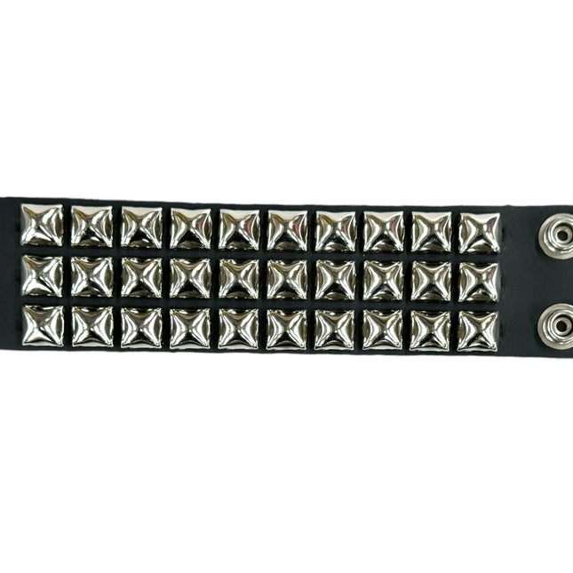 BC127 3 ROW 1/2" PYRAMID STUD SNAP BRACELET