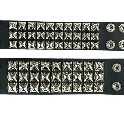 BC127 3 ROW 1/2" PYRAMID STUD SNAP BRACELET