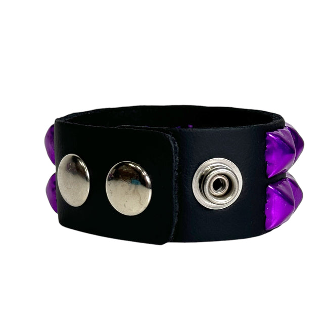 BC112 2 ROW 1/2" PYRAMID STUD SNAP BRACELET