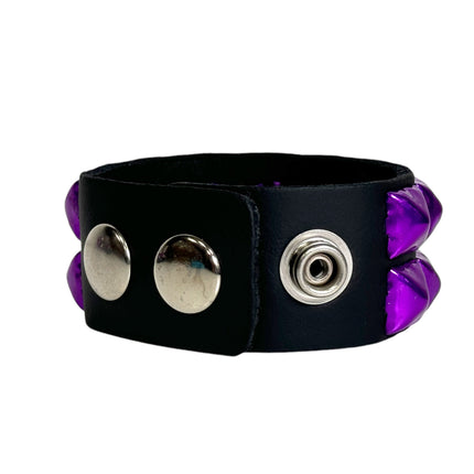 BC112 METALLIC COLOR  3 ROW 1/2" PYRAMID STUD SNAP BRACELET