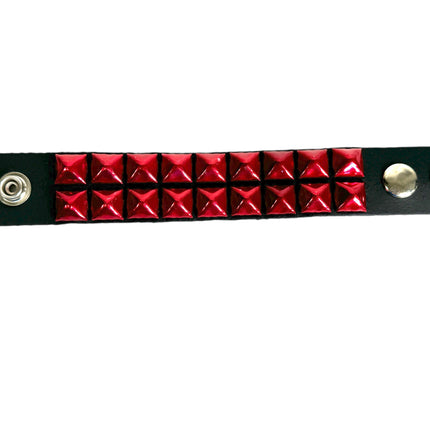 BC112 METALLIC COLOR  3 ROW 1/2" PYRAMID STUD SNAP BRACELET