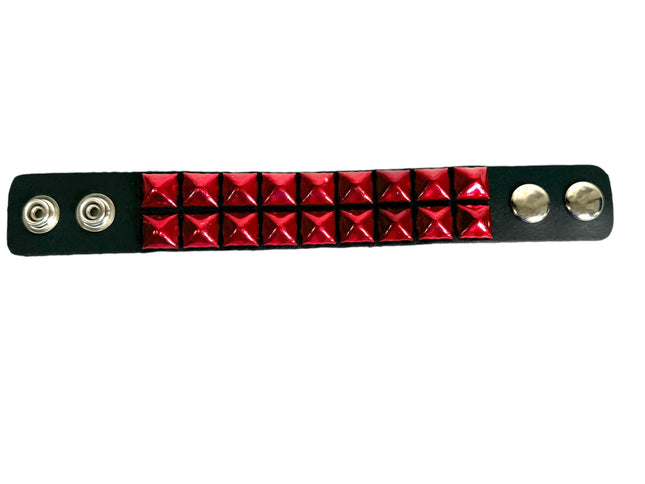BC112MET 2 ROW 1/2" PYRAMID STUD SNAP BRACELET