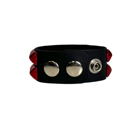 BC112MET 2 ROW 1/2" PYRAMID STUD SNAP BRACELET