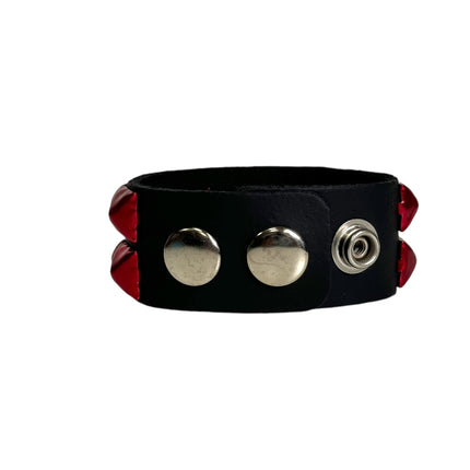 BC112 METALLIC COLOR  3 ROW 1/2" PYRAMID STUD SNAP BRACELET