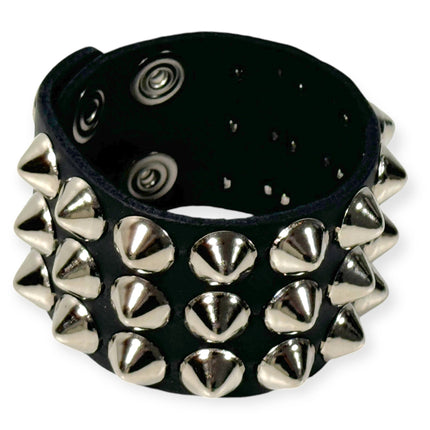 LARGE 1/2" ROUND CONICAL STUDDED BRACELET