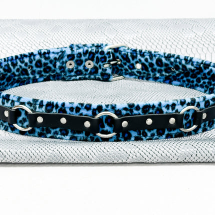 BT167L-BLUE LEOPARD RING STRAP BELT