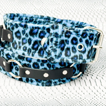 BT167L-BLUE LEOPARD RING STRAP BELT