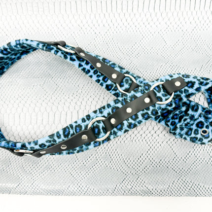 BT167L-BLUE LEOPARD RING STRAP BELT