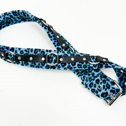 BT167L-BLUE LEOPARD RING STRAP BELT