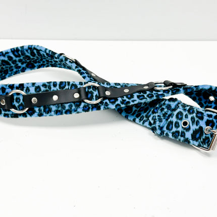 BT167L-BLUE LEOPARD RING STRAP BELT