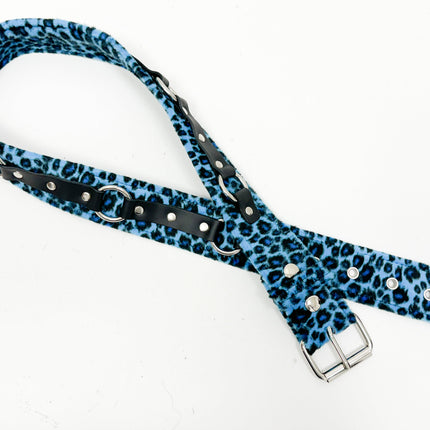 BT167L-BLUE LEOPARD RING STRAP BELT