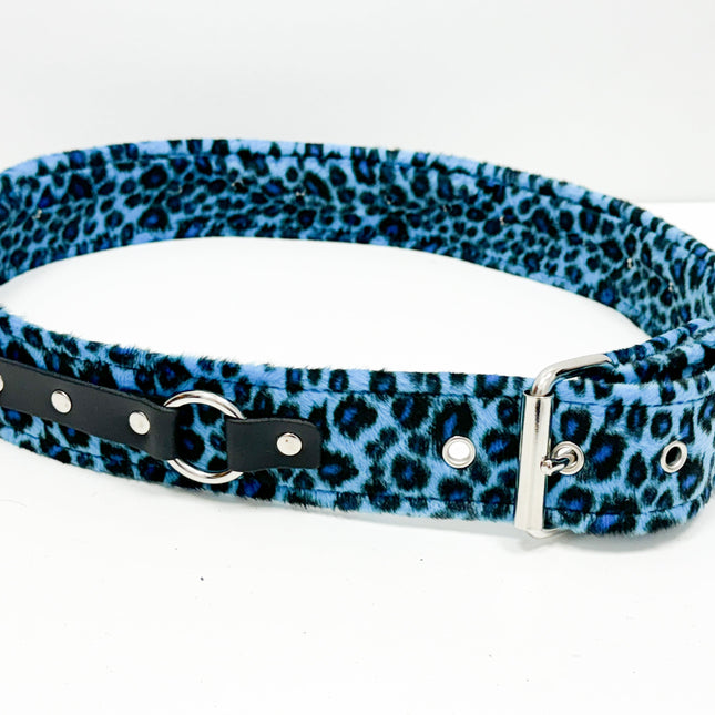 BT167L-BLUE LEOPARD RING STRAP BELT
