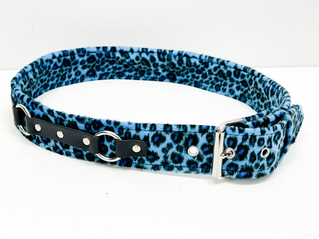 BT167L-BLUE LEOPARD RING STRAP BELT