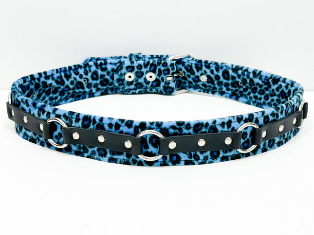 BT167L-BLUE LEOPARD RING STRAP BELT