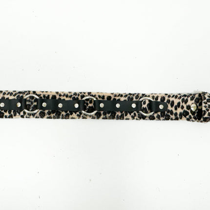 BT167L-BRN BROWN LEOPARD RING STRAP BELT