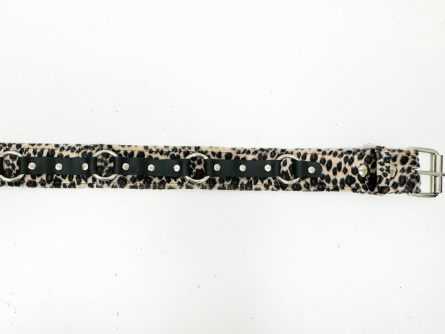 BT167L-BRN BROWN LEOPARD RING STRAP BELT