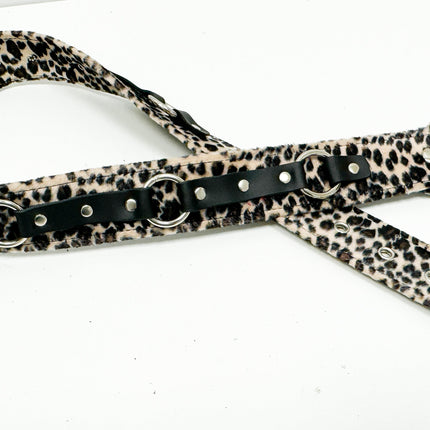 BT167L-BRN BROWN LEOPARD RING STRAP BELT