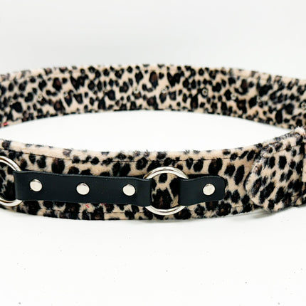 BT167L-BRN BROWN LEOPARD RING STRAP BELT