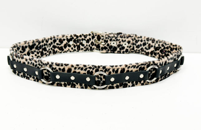 BT167L-BRN BROWN LEOPARD RING STRAP BELT