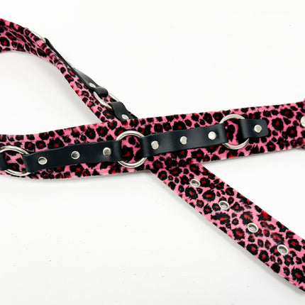 BT167L-PINK  LEOPARD RING STRAP BELT