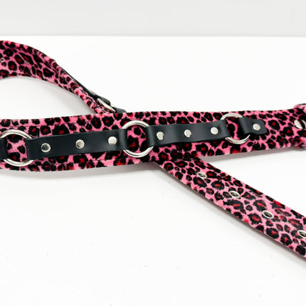 BT167L-PINK  LEOPARD RING STRAP BELT