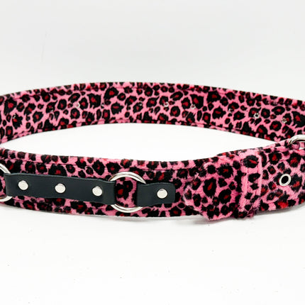BT167L-PINK  LEOPARD RING STRAP BELT