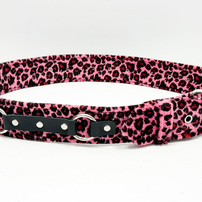 BT167L-PINK  LEOPARD RING STRAP BELT