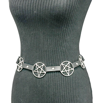 BT485 LARGE PENTAGRAM BELT LEATHER LINK BUCKLE BACK
