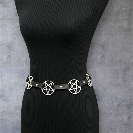 BT485 LARGE PENTAGRAM BELT LEATHER LINK BUCKLE BACK