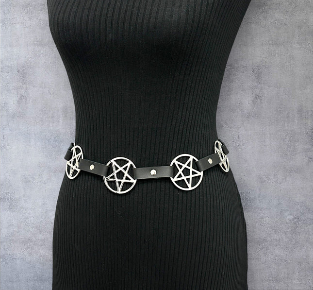 BT485 LARGE PENTAGRAM BELT LEATHER LINK BUCKLE BACK