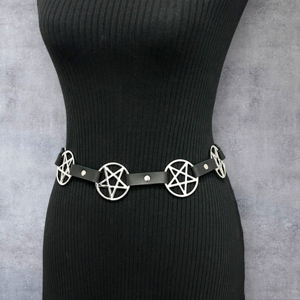 BT485 LARGE PENTAGRAM BELT LEATHER LINK BUCKLE BACK