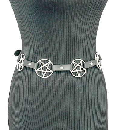 BT485 LARGE PENTAGRAM BELT LEATHER LINK BUCKLE BACK